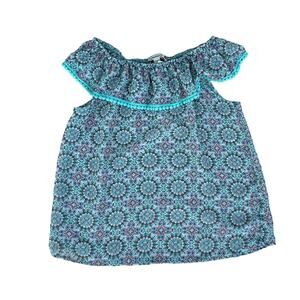 Speechless Girls Floral Blue Off The Shoulder Ruffled Flutter Sleeve Blouse M